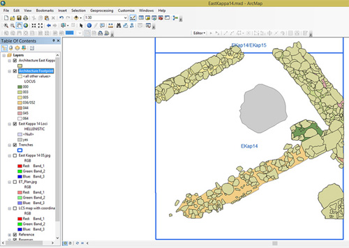 Screenshot of GIS and archaeological trench